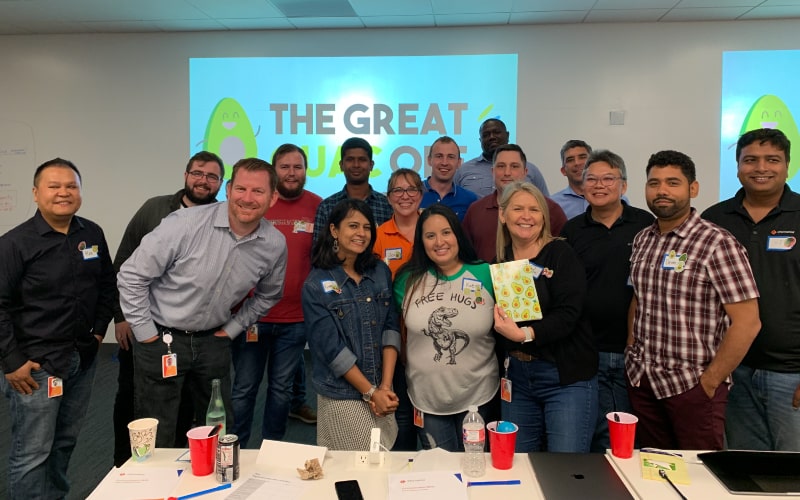 A group of participants in The Great Guac Off enjoy a great company team building activity.